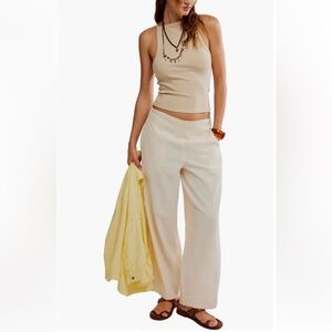 Free People Free-est Demi Cotton Linen Pull On Wide Leg Pants